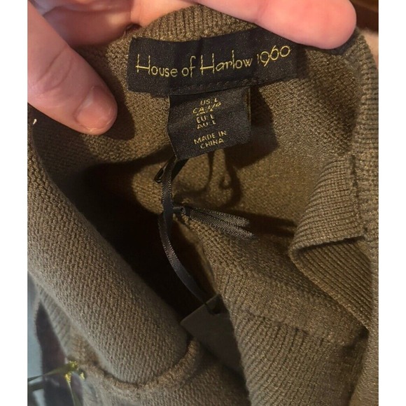 House Of Harlow‎ Sweater Tank Crop Olive Knit Size Large - Picture 5 of 5